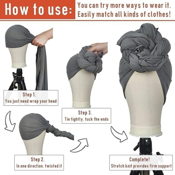 Head Wraps for Black Women African Lightweigt Turban Scarves 4 Pack